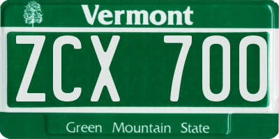 VT license plate ZCX700