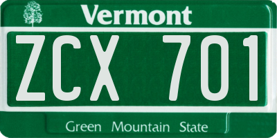 VT license plate ZCX701