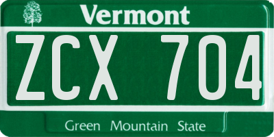 VT license plate ZCX704