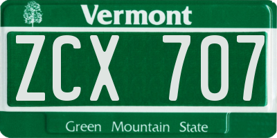 VT license plate ZCX707