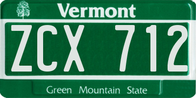 VT license plate ZCX712