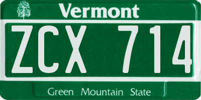 VT license plate ZCX714