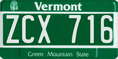 VT license plate ZCX716