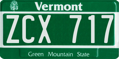 VT license plate ZCX717