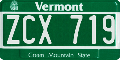 VT license plate ZCX719