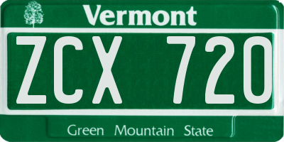 VT license plate ZCX720