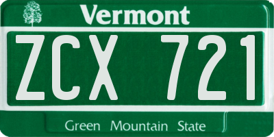 VT license plate ZCX721