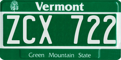 VT license plate ZCX722