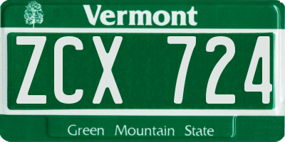 VT license plate ZCX724