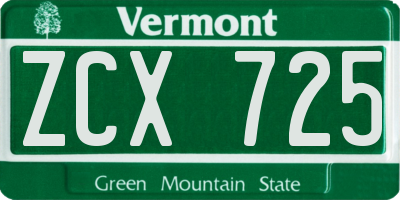 VT license plate ZCX725