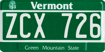 VT license plate ZCX726