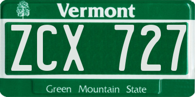 VT license plate ZCX727