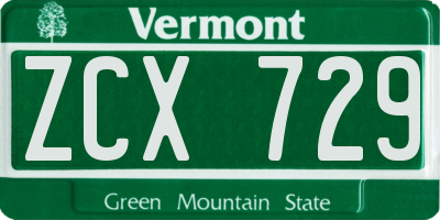 VT license plate ZCX729