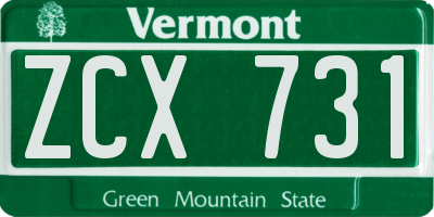 VT license plate ZCX731