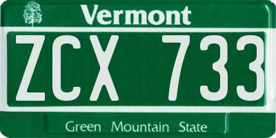 VT license plate ZCX733