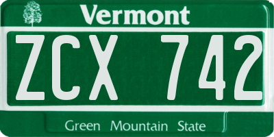 VT license plate ZCX742