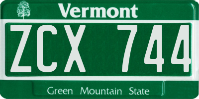 VT license plate ZCX744