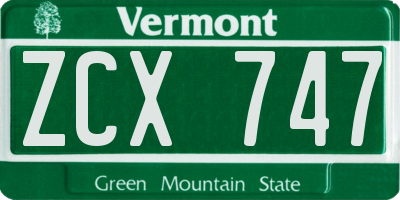 VT license plate ZCX747