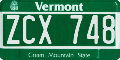 VT license plate ZCX748