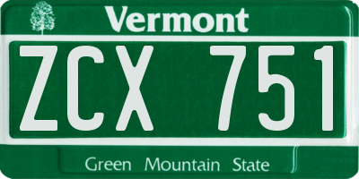 VT license plate ZCX751