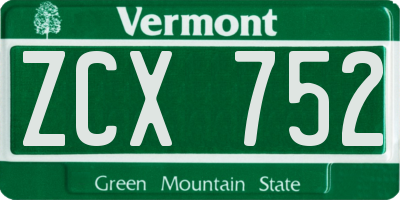 VT license plate ZCX752