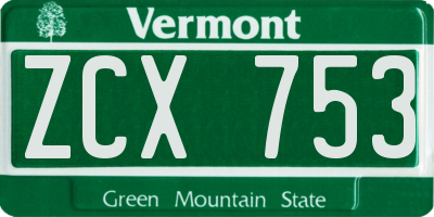 VT license plate ZCX753