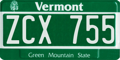VT license plate ZCX755