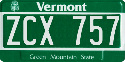 VT license plate ZCX757