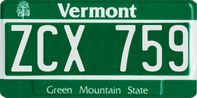 VT license plate ZCX759