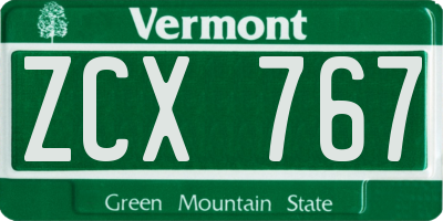 VT license plate ZCX767