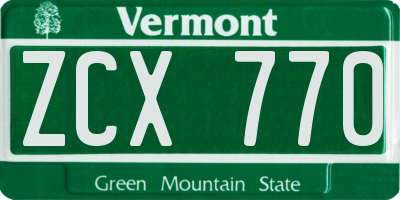 VT license plate ZCX770