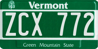 VT license plate ZCX772