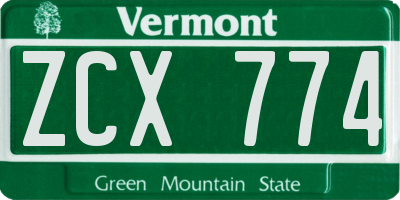 VT license plate ZCX774