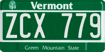 VT license plate ZCX779