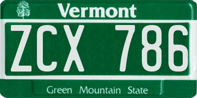 VT license plate ZCX786