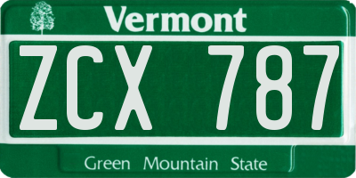 VT license plate ZCX787