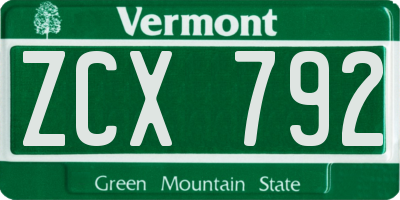 VT license plate ZCX792