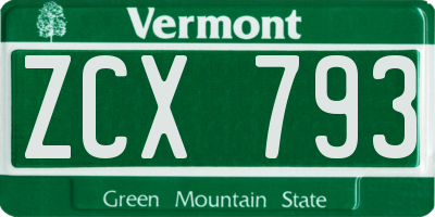 VT license plate ZCX793
