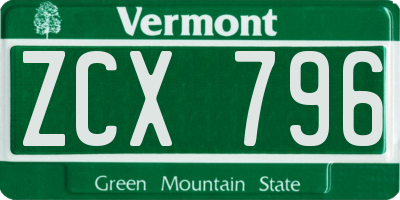 VT license plate ZCX796
