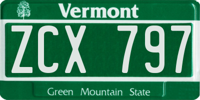 VT license plate ZCX797