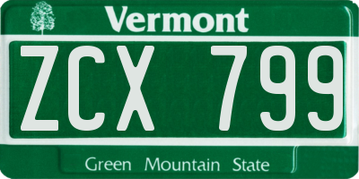 VT license plate ZCX799