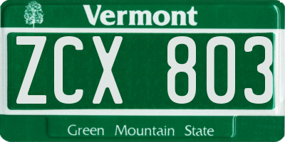 VT license plate ZCX803