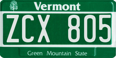 VT license plate ZCX805