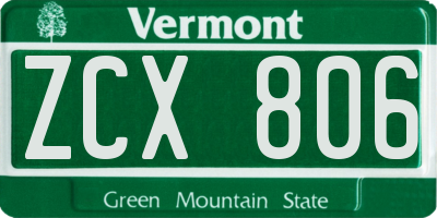 VT license plate ZCX806