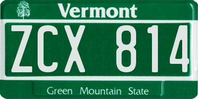 VT license plate ZCX814