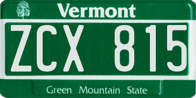 VT license plate ZCX815