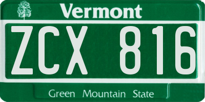 VT license plate ZCX816