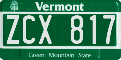 VT license plate ZCX817