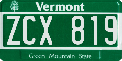VT license plate ZCX819