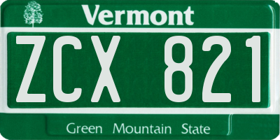 VT license plate ZCX821